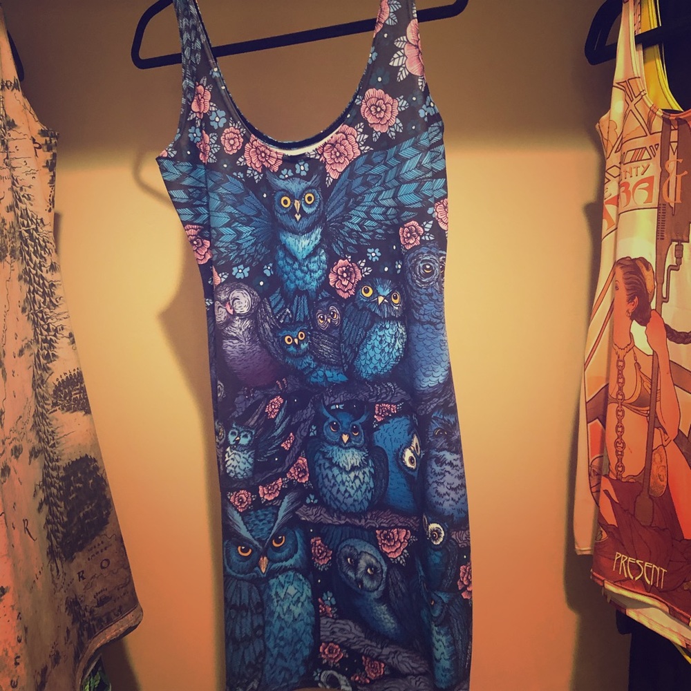 XL Midnight Owl bodycon dress